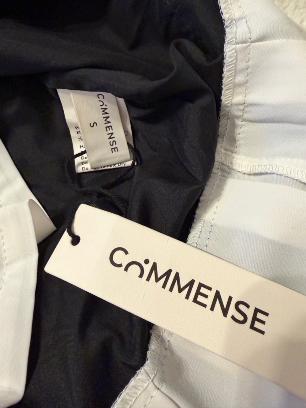 Commense Black Mini Dress with White Layered Hem - Picture 7 of 7